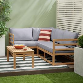 Habitat Evissa 5 Seater Wooden Garden Corner Sofa Set - Grey