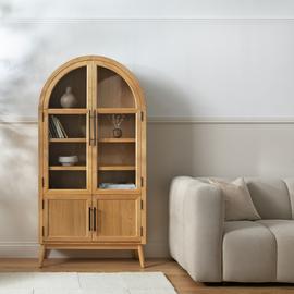 Habitat Collins Arched 4 Door Display Cabinet - Oak