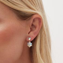 Jon Richard Crystal Stone Cube Drop Earrings