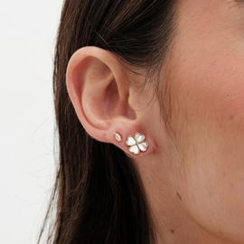 Jon Richard Mother of Pearl Heart Clover Stud Earrings