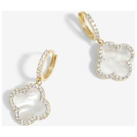 Jon Richard Mother of Pearl Clover Huggies Earrings