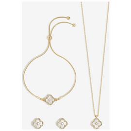 Jon Richard Gold Plated Crystal Clover Trio Set