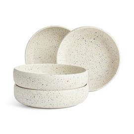 Habitat Reactive Speckle 4 Piece Stoneware Pasta Bowl -White