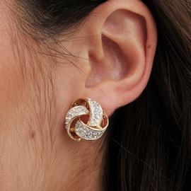 Jon Richard Gold Plated Crystal Knot Stud Clip Earrings