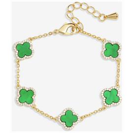 Jon Richard Gold Plated Malachite Clover Bracelet