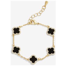 Jon Richard Gold Plated Jet Enamel Clover Bracelet