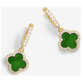 Jon Richard Gold Plated Malachite Clover Drop Earrings