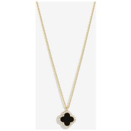 Jon Richard Gold Plated Jet Clover Pendant Necklace