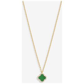 Jon Richard Gold Plated Malachite Clover Pendant Necklace