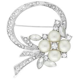 Jon Richard Open Bouquet Pearl and Crystal Brooch