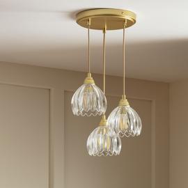Argos Home Petal Glass 3 Light Cluster Ceiling Light - Brass