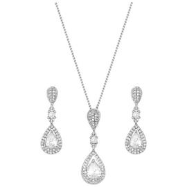 Jon Richard Cubic Zirconia Pear Drop Pendant and Earring Set