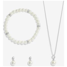 Jon Richard Silver Plated and Crystal Pearl Jewellery Set