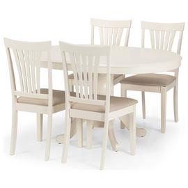 Julian Bowen Stanmore Extending Dining Table &4 Ivory Chairs