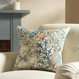 Habitat x Morris & Co. Golden Lily Cushion - Blue - 50x50cm