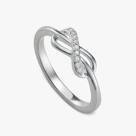 Revere Sterling Silver Diamond Studded Infinity Ring - Large