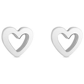 Simple Silver Sterling Silver Open Heart Stud Earrings