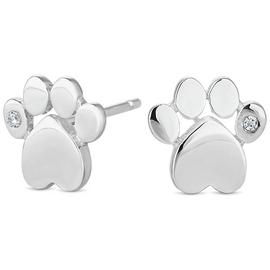 Simply Silver Sterling Silver Paw Print Stud Earrings