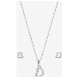 Simply Silver Cubic Zirconia Heart Pendant and Earring Set