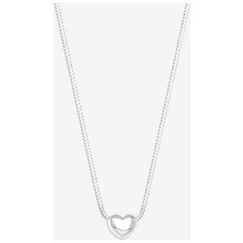 Simply Silver Puff Heart Threaded Chain Necklace
