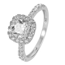 Revere 9ct White Gold Cushion Cut Cubic Zirconia Halo Ring