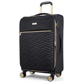 Rock Expandable 8 Wheel Soft Suitcase - Black