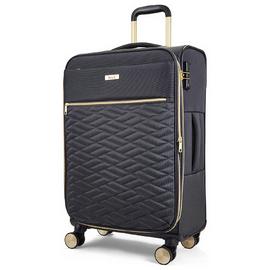 Rock Expandable 8 Wheel Soft Suitcase - Medium, Charcoal