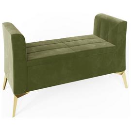 GFW Pettine Velvet Storage Ottoman - Green