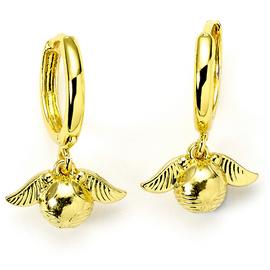 Harry Potter Golden Snitch Gold Tone Huggie Earrings