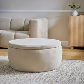 Argos Home Joey Large Fabric Ottoman - Natural