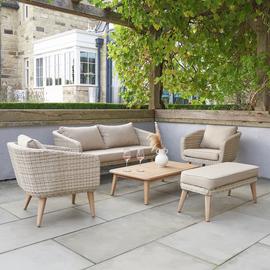 Pacific Cabon 5 Seater Rattan Effect Garden Sofa Set-Natural