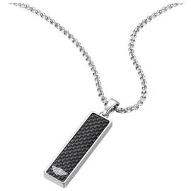 Police Stainless Steel Brushed Carbon Fibre Dog Tag Necklace