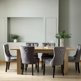 Argos Home Preston Extend Oak Dining Table&6 Charcoal Chairs
