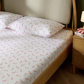 Argos Home Candy Cane Print Fitted Sheet - King size