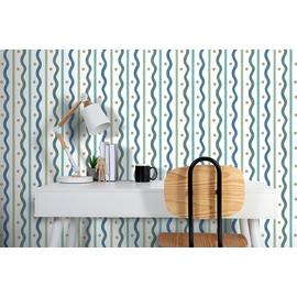 Arthouse Esselle Squiggle Stripe Wallpaper - Blue & Green
