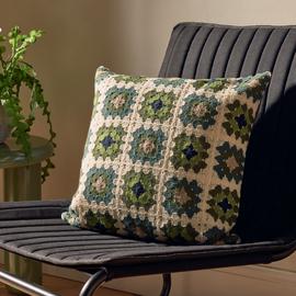 Argos Home Crochet Cushion - Green - 43x43cm