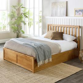 Aspire Atlantic Double End Lift Ottoman Bed - Light Wood