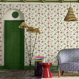 Cath Kidston Cowgirls Pink and Red Wallpaper