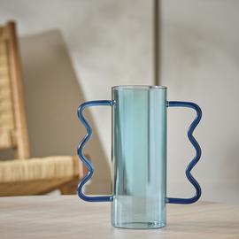 Habitat Wiggle Handled Glass Vase - Blue