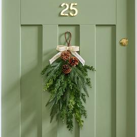 Habitat Pinecone and Cedar with Bow Christmas Swag