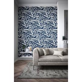 Harlequin Transverse Ink Wide Width Blue Wallpaper