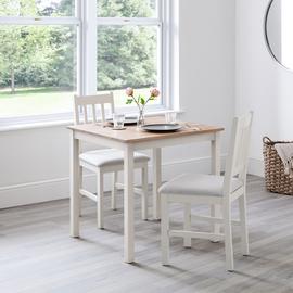 Julian Bowen Coxmoor Oak Dining Table & 2 Ivory Chairs