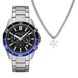 Armani Exchange Stainless Steel Watch & Silver Bracelet Set