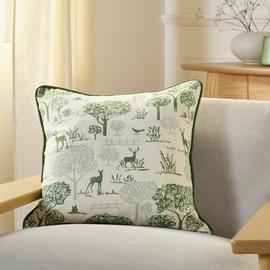 Argos Home Stag Printed Cushion - Green - 43x43cm