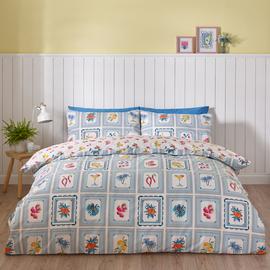 Catherine Lansfield Riviera Tiles Blue Bedding Set