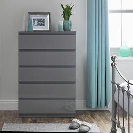 Argos Home Jenson 5 Drawer Chest - Grey Gloss