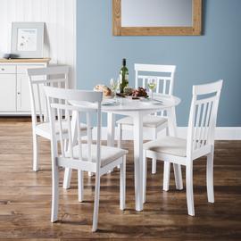 Julian Bowen Coast White Dining Table & 4 White Chairs