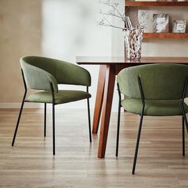 Habitat Sawyer Pair Of Fabric Dining Chair - Green