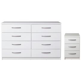 Argos Home Hallingford Gloss Bedside & 4+4 Drawer Chest Set