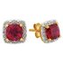 Revere 9ct Yellow Gold Ruby & Diamond Cluster Stud Earrings